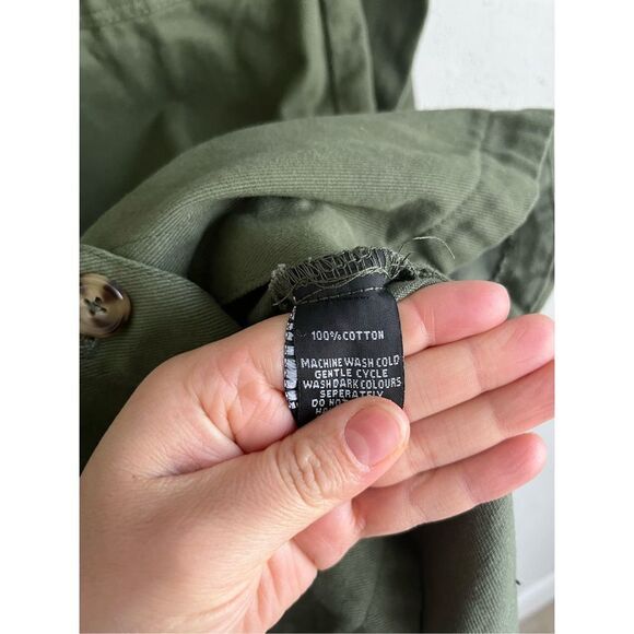 Love by Chesley Woman Army Green Long Sleeve 100% Cotton Denim Button Do… - Picture 7 of 9